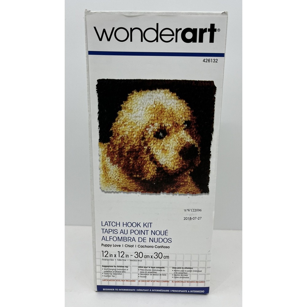 Wonderart Latch Hook Kit 12"X12" Puppy Love 426132 New Golden Retriever